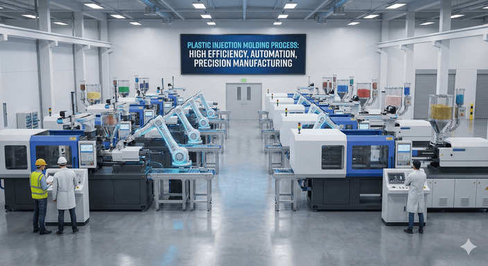 塑膠射出成型原理示意圖